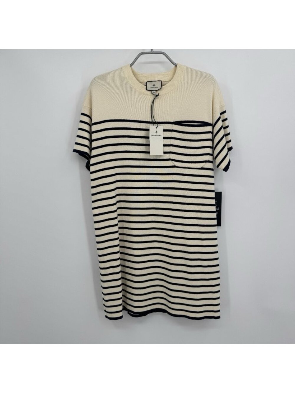 Tuckernuck Cream and Navy Stripe Knit Frenchie Dress size XS NWT